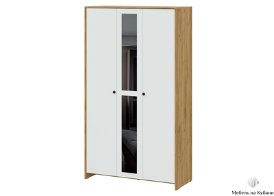 Дольче Шкаф трехстворчатый Дуб золотой/Белый