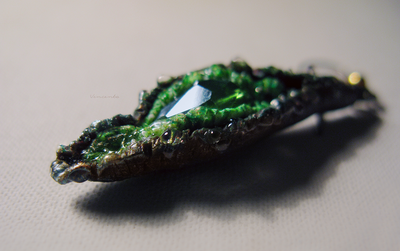 Лесные серьги-капли "Слеза Дриады" (в комплект к колье "Дриада -Дух Леса")