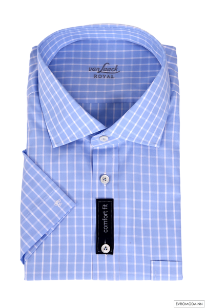 Рубашка мужская голубая в клетку премиум размер 60