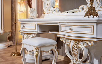 Мебель для спальни МАРЕЛЛА, белый с золотом, арида, туалетный стол с зеркалом