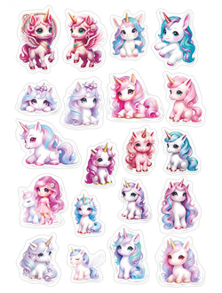 Наклейка "Единорожки", 30х20