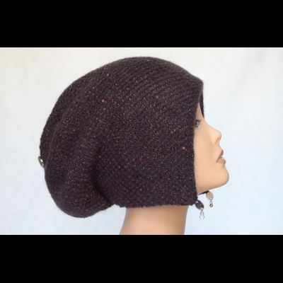 Итальянская шапка капор с пайетками Vizio Италия 6161 сливовая