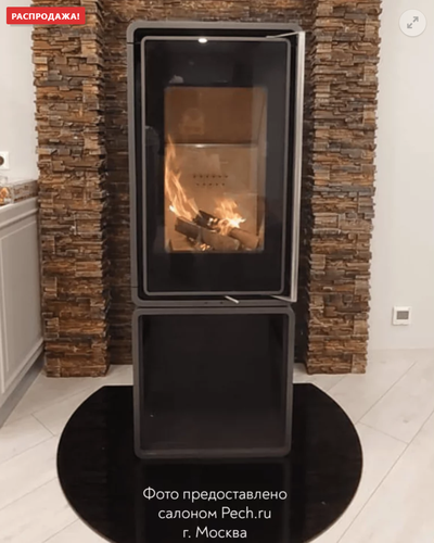 Печь-камин Куб (ПК 4581) (Мет. на дровнике)