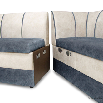 Кухонный Угловой диван "Форум-8" Серый/Слоновая кость Правый