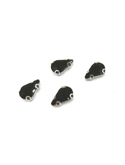 Стразы стеклянные пришивные в цапах,  8*13 мм цвет черный