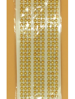 Стикеры для творчества,  полубусины металлизированные, 4 мм, цвет золото