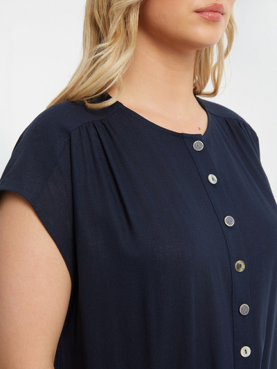 Платье-рубашка для полных женщин, цвет - темно-синий
