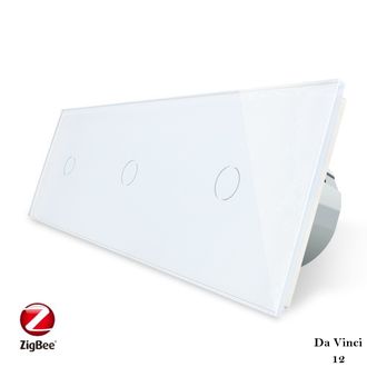 Трёхклавишный сенсорный выключатель livolo с wifi на 3 поста белого цвета
