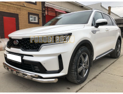 Защита переднего бампера двойная с перемычками d60/42 для Kia Sorento 2020-