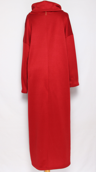 ПЛАТЬЕ БОХО ТЕПЛОЕ "МЕХ ХОМУТ" красное до р.54