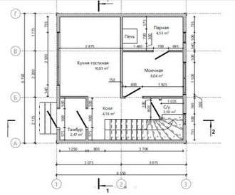 Двухэтажный каркасный дом с двумя спальнями 50м² (SK64)