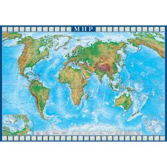 Настенная карта Мир физическая 1:22млн.,1,57х1,07м.