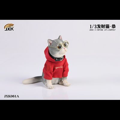 Котик в свитере и очках (серый) - Коллекционная ФИГУРКА 1/3 scale American Shorthair A (JXK061A) - JXK