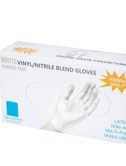 Перчатки одноразовые нитриловые, белые, 100 шт. в упаковке