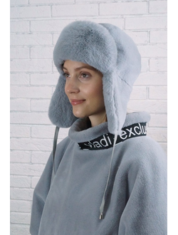 Женская ушанка «Гармония», цвет сего-голубой + сего-голубой