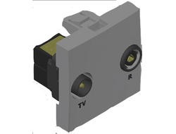 Розетка ТВ/Радио для подключения звездой алюминий, 2 модуля, Efapel Quadro 45