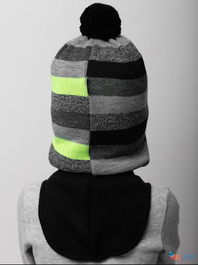 Шапка-шлем 20101-02 с утеплителем, х/б  подклад , черный,серый,салатовый 56-58