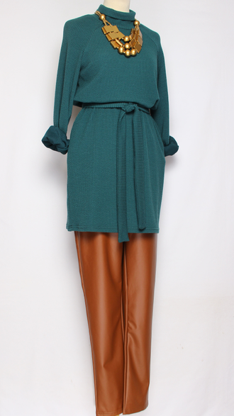 Платье-туника трикотажное "Фактурное реглан" красное р.44, зеленое 42