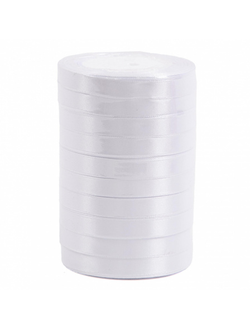 Лента атласная 1,2см*25ярд Белый 01