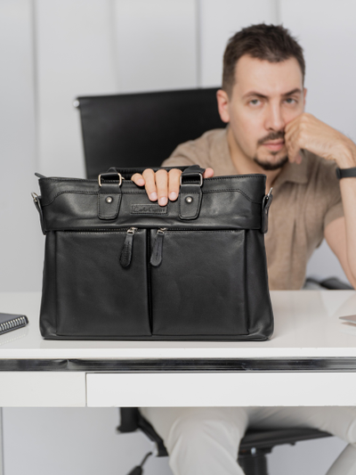 Кожаная мужская сумка Talponera black (арт. 5019-01)