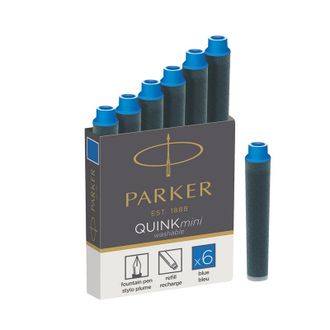 Чернильный картридж PARKER QUINK SHORT 0,5 мл, 6 шт 1950409 (синие)