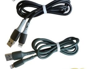 USB кабель Lightning 1м, силиконовый, черный, G6