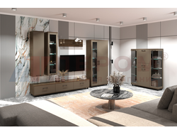 Композиция гостиной ГРЕЙС корпус Гикори Джексон Темный/фасад Латте Матовый