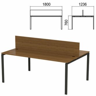 Стол письменный 2-МЕСТНЫЙ на металлокаркасе "Арго", 1800х1236х760 мм, орех