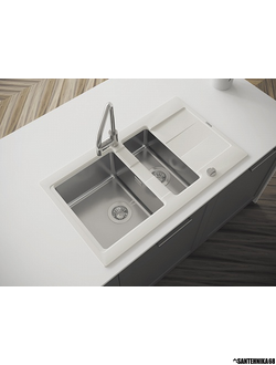 Кухонная комбинированная керамическая + нерж мойка Florentina КОМБИ 860К Антрацит, грей, жасмин, песочный, шампань