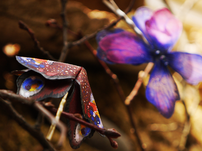 Летняя заколка из шёлка "Бабочка Летучая Искра"