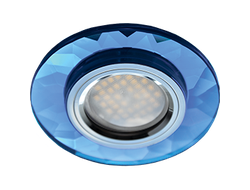 Светильник встраиваемый Ecola DL1654 MR16 GU5.3 стекло граненый Голубой/Хром 25x90 FL1654EFF