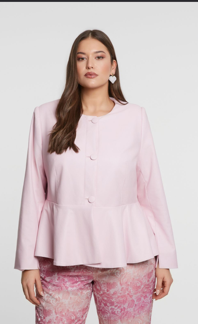 Жакет из ткани с напылением их экокожи