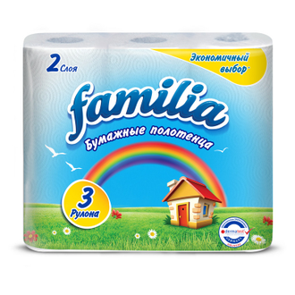 Полотенца бумажные Familia Радуга 2 слоя, 3рул/уп