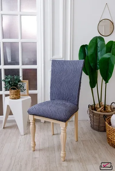 Чехол на стул Жаккард Волна Пепельный. Россия