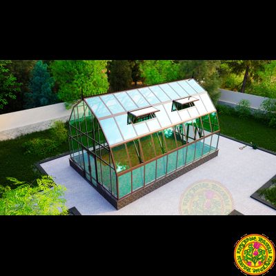 Базовая комплектация теплицы из стекла и алюминия “Леонардо” размером 5000 х 8000 мм