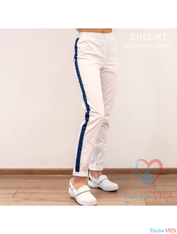 Брюки-слимы DOCLIKE SLIM DL233/1 белые с лампасами