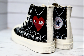 Кеды Converse Play Comme Des Garçons с сердечками черные