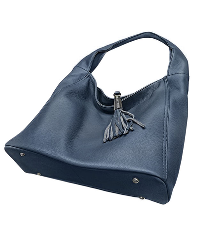 (АРТИКУЛ: 9513/1-82) СУМКА-МЕШОК ЖЕНСКАЯ, БОЛЬШАЯ, НАТУРАЛЬНАЯ КОЖА, СИНЯЯ, ЧЕРЕЗ ПЛЕЧО