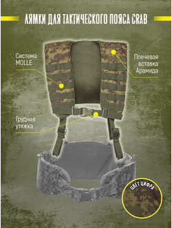 Лямки тактические для пояса Варбелт WarBelt CRAB от Калибр, цвет ЦИФРА ЗЕЛЕНАЯ