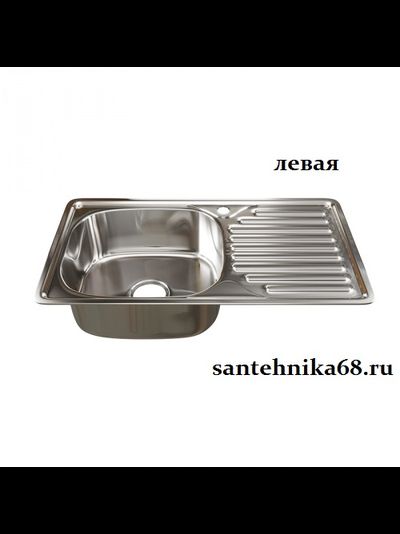 Мойка для кухни врезная MIXLINE 42х76 0,8мм левая правая выпуск 3 1/2 с сифоном глубина 18см