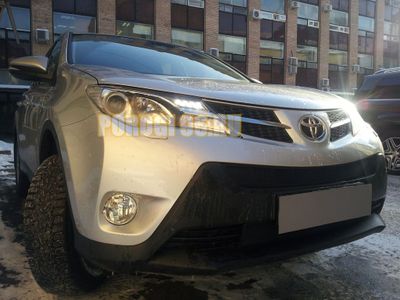 Защита радиатора Toyota RAV4 2013-2015 black верх