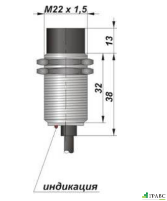Индуктивный датчик цилиндрический с резьбой И23-NO-PNP (М22х1,5)