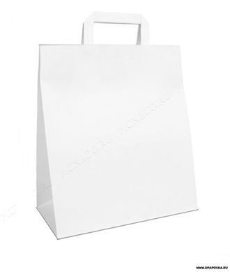 Пакет белый с плоскими ручками (28 x 15 x 32 см)