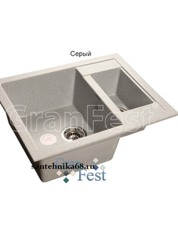 Мойка из искусственного камня GranFest QUADRO GF-Q610K с сифоном