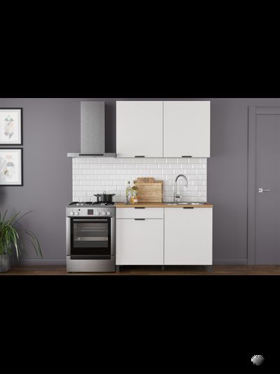 Венера (1200) МДФ кухонный гарнитур (МДФ с ПВХ белый матовый (гладкий)