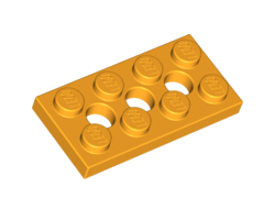 Technic, Plate 2 x 4 with 3 Holes, Bright Light Orange (3709b / 6132408)