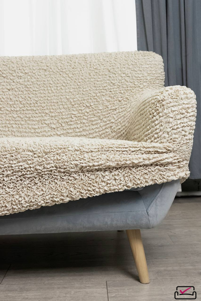 Чехол на 3х местный диван Микрофибра Ваниль. Защита мягкой мебели  от животных.