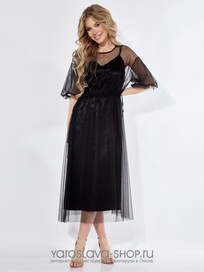 Женский нарядный комплект: платье и комбинация