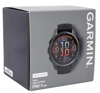 Часы Garmin Fenix 8 - 43mm AMOLED Sapphire Carbon Gray DLC Titanium Black / Pebble Gray