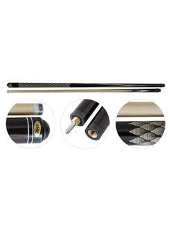 Кий для русского бильярда 2-pc «Мастер» (чёрный граб, граб), гравировка «Лепестки»